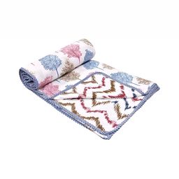 Comfowell Pink & Brown Floral Cotton AC Room 150 GSM Single Bed Dohar-image-22