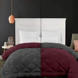 Sleepino Grey & Burgundy Microfiber 500 GSM Mild Winter Reversible King Size Comforter-9