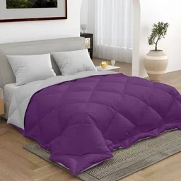 CHICERY Purple & Grey Microfiber 300 GSM Reversible Single Bed Comforter-25