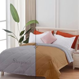 Sleepino Brown An Grey Microfiber 150 GSM Ac Room Single Bed Comforter-image-50
