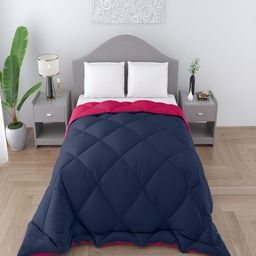 CHICERY Pink & Navy Blue Microfibre Heavy Winter 300 GSM Double Bed Comforter-picture-8