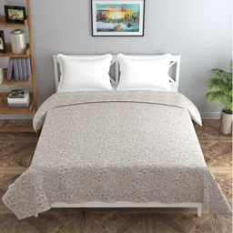 Florida Fiva Tan & White Floral Cotton 200 GSM AC Room Reversible Double Bed Dohar-image-49