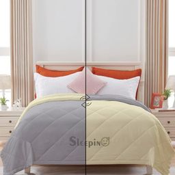Sleepino Off White & Silver-Toned Microfiber Single Bed Comforter-5
