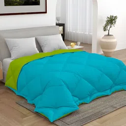 CHICERY Blue & Lime Green 300 GSM Double Bed Reversible Comforter-image-92