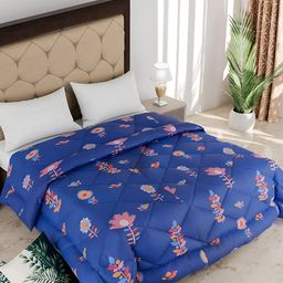 Comfowell Blue & Pink  Printed Heavy Winter 233 GSM Double Bed Quilt-image-67