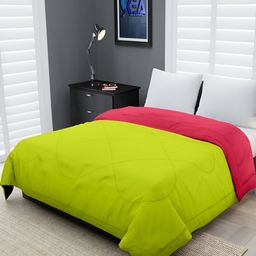 Comfowell Pink & Green Heavy Winter 233 GSM Double Bed Quilt-image-68