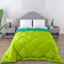 CHICERY Green & Sea Green Microfiber Single Bed Reversible Comforter-image-99
