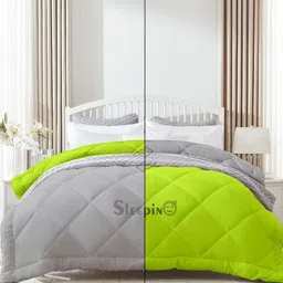Sleepino Grey & Green Microfiber 300-GSM for Mild Winter Reversible Double Bed Comforter-image-94