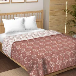 tundwal's Rust & White Floral Printed Reversible Cotton AC Room 210 GSM Single Bed Dohar-picture-10