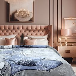 WINSTON HOME Grey & Blue Printed Microfiber Heavy Winter 600 GSM Double Bed Blanket-image-94