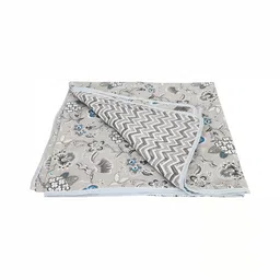 Comfowell Brown & Blue Floral Cotton AC Room Double Bed Dohar-picture-57