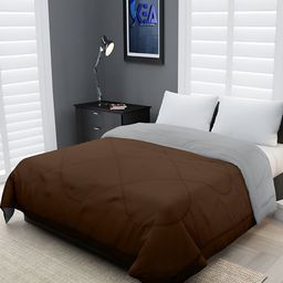 Comfowell Brown & Grey Checked Heavy Winter 233 GSM Single Bed Comforter-12