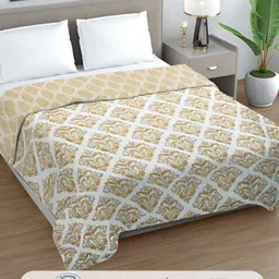 FABINALIV Cream-Coloured & White Ethnic Motifs AC Room 350 GSM Double Bed Comforter-1
