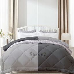Sleepino Grey & Grey Melange Microfiber 300 GSM AC Room Reversible King Size Bed Comforter-15
