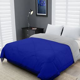 Comfowell Blue & Grey Geometric Heavy Winter 233 GSM Double Bed Quilt-image-79