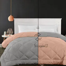 Sleepino Peach-Coloured & Silver-Toned Microfiber 500 GSM Winter Double Bed Comforter-image-22