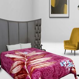 Aura Purple & White Floral Mink Heavy Winter Double Bed Blanket-image-64