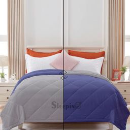 Sleepino Blue & Grey Microfiber Single Bed Blanket-15
