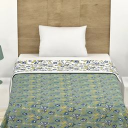 Comfowell Blue & Green Floral AC Room Double Bed Dohar-image-99