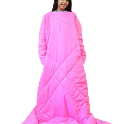 Divine Casa Pink Mild Winter 150 GSM Single Wearable Bed Comforter-54