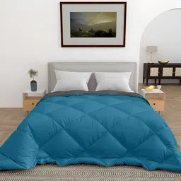 CHICERY Teal & Grey 300 GSM Single Bed Reversible Comforter-image-89