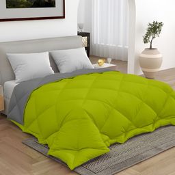 CHICERY Green & Grey Microfiber 300 GSM Reversible Double Bed Comforter-24