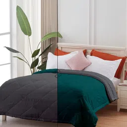 Sleepino Teal Geomertric Microfiber 150 GSM AC Room Reversible Double Bed Comforter-picture-31