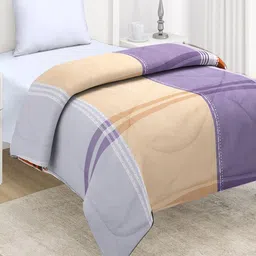 HOKIPO Beige & Grey Geometric Microfiber AC Room 220 GSM Single Bed Comforter-image-13