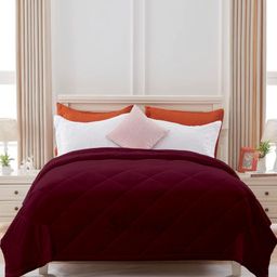 Sleepino Maroon Microfiber 150 GSM Mild Winter Reversible Single Bed Comforter-10