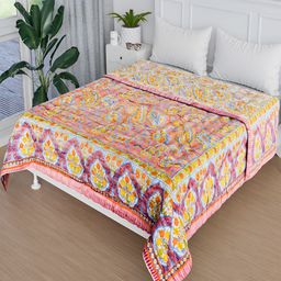 Kuber Industries Pink & Purple Ethnic Motifs AC Room 380 GSM Single Bed Blanket-image-46