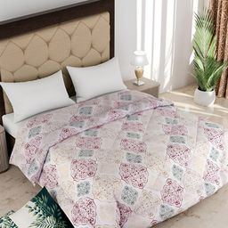 Comfowell Off White & Green Ethnic Motifs Heavy Winter 233 GSM Cotton Double Bed Quilt-image-89