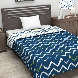 Divine Casa Set Of 2 Navy Blue & White Abstract 110 GSM Single Bed AC Room Dohars-3