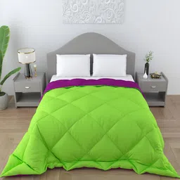 CHICERY Purple & Green Microfiber 250 GSM Reversible Single Bed Comforter-image-93