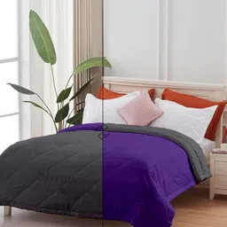 Sleepino Purple & Grey Microfiber 150-GSM for AC Room Reversible Double Bed Comforter-image-69
