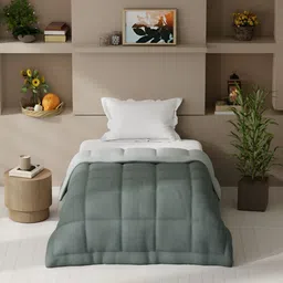 BIANCA Grey & Off White Microfiber AC Room 150 GSM Single Bed Comforter-image-50