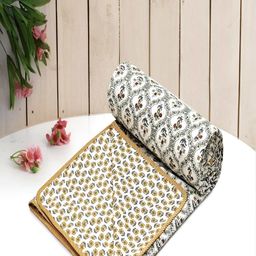 tundwal's Grey Melange & White Floral AC Room 210 GSM Cotton Single Bed Dohar-image-93