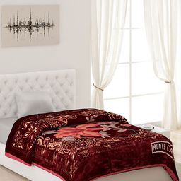 Monte Carlo Brown & Beige Floral Heavy Winter Single Bed Blanket-image-85