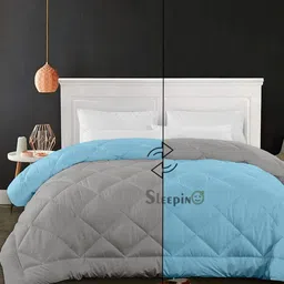 Sleepino Blue Microfiber 500 GSM Mild Winter Reversible Single Bed Comforter-picture-28