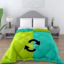 CHICERY Green & Sea Green 300 GSM Double Bed Comforter-image-11