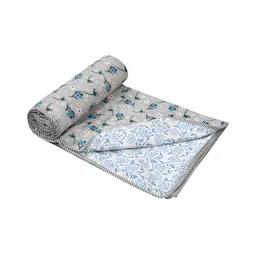 Comfowell Grey & Green Cotton AC Room 150 GSM Double Bed Dohar-image-101