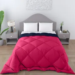 CHICERY Pink & Navy Blue Microfiber Reversible Single Bed Comforter-image-90
