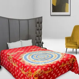 Aura Red & White Floral Mink Heavy Winter Double Bed Blanket-image-99