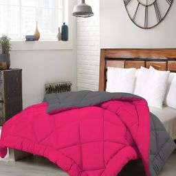 Comfowell Pink & Grey Microfiber Heavy Winter 233 GSM Double Bed Quilt-image-37