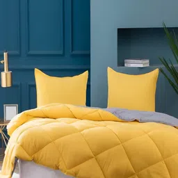 Comfowell Yellow & Grey Heavy Winter 233 GSM Reversible  Double Bed Quilt-image-34