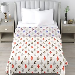 tundwal's Red & White Floral AC Room Cotton 210 GSM Double Bed Dohar-image-33