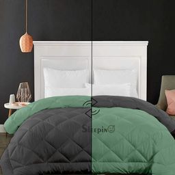 Sleepino Grey And Black Microfiber Heavy Winter Reversible Double King Bed Comforter-19