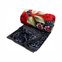 Comfowell Navy Blue & Red Floral Microfiber Heavy Winter 110 GSM Double Bed Blanket-image-92