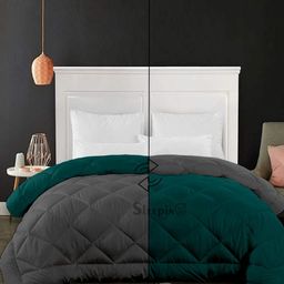 Sleepino Teal & Grey Microfiber Heavy Winter Reversible Single Bed Comforter-picture-47