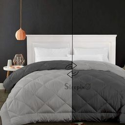 Sleepino Black & Grey Microfiber Heavy Winter Reversible Double Bed Comforter-11