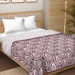 tundwal's Purple & White Floral AC Room Cotton 210 GSM Single Bed Dohar-image-44